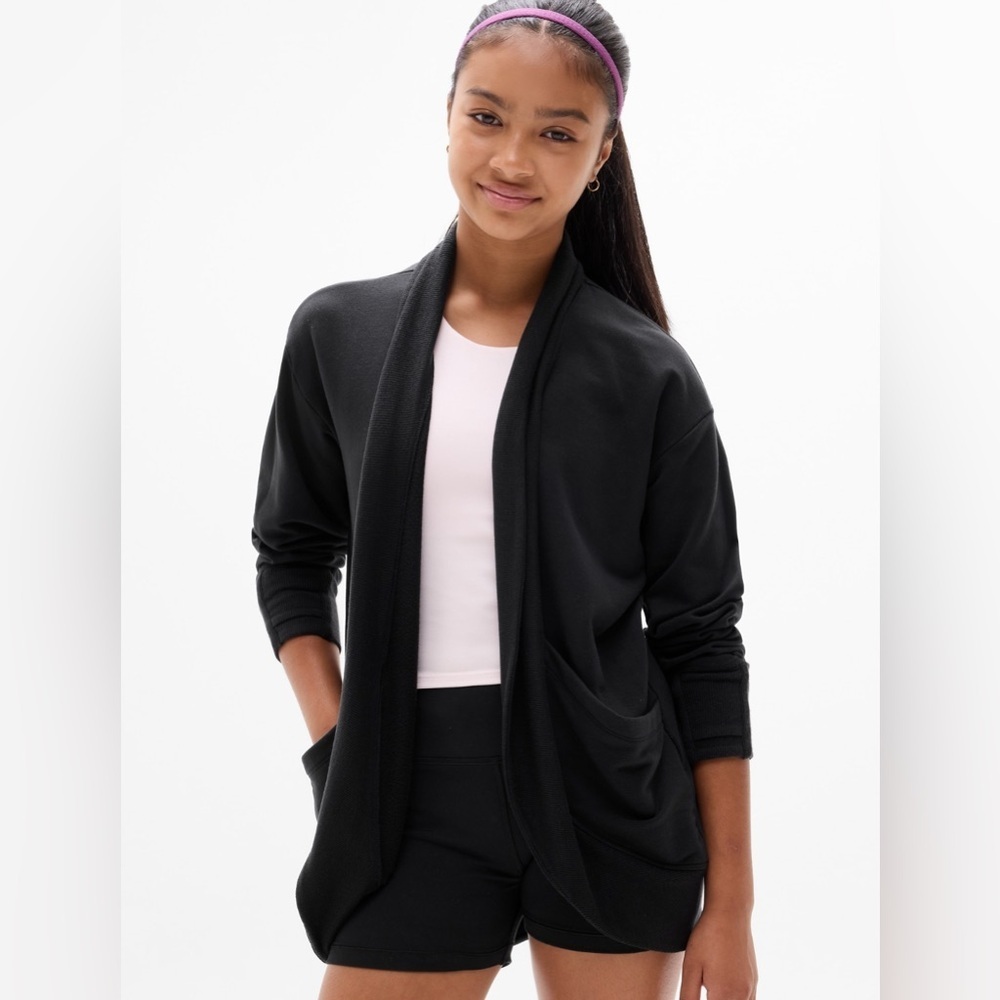 NWT Athleta Girl Black Wrap N Roll Cardigan Size XL/14.